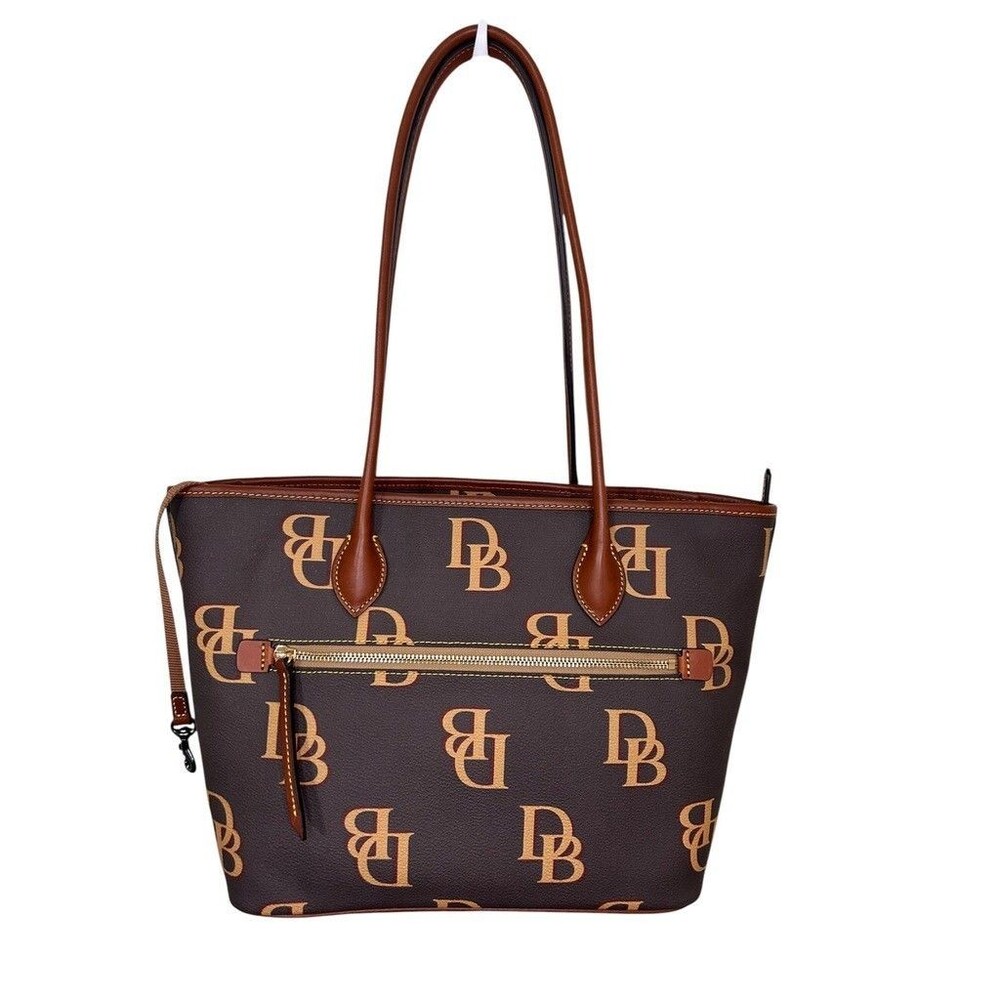 Dooney & Bourke Wren Zip Tote Wine Leather Trim Shoulder